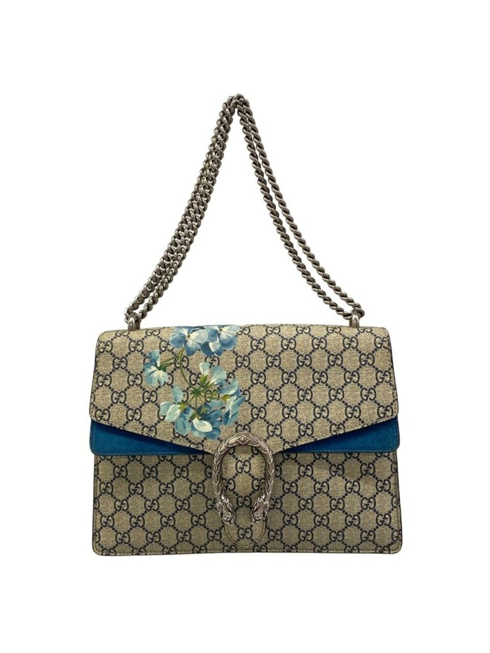 Gucci Shoulder Bag Blooms Dionysus Chain Navy Beige Multi